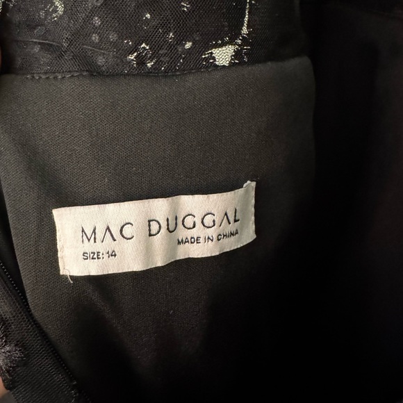 MAC DUGGAL Black Floral Embroidered Illusion V-Neck Gown 14 - Picture 12 of 14